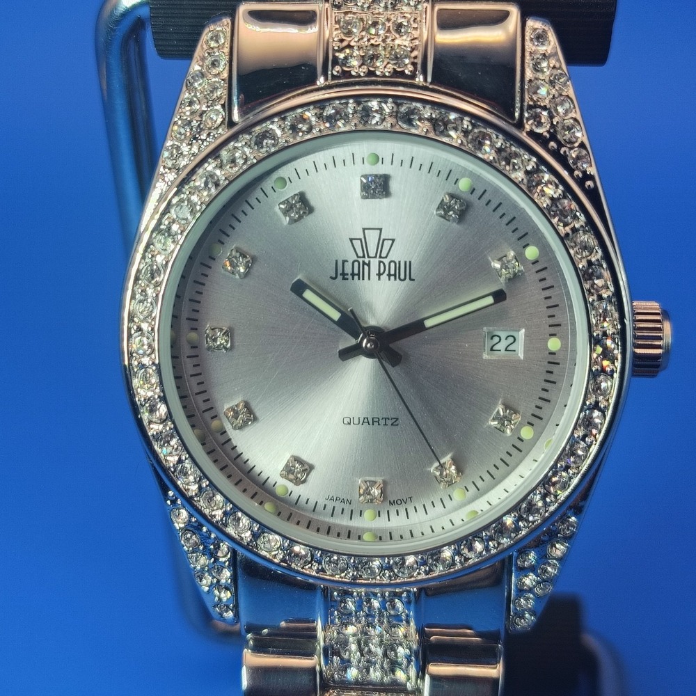 Vintage 2014‎ Jean Paul NY Date Crystal Bezel 35mm Women's Quartz Watch *Mint
